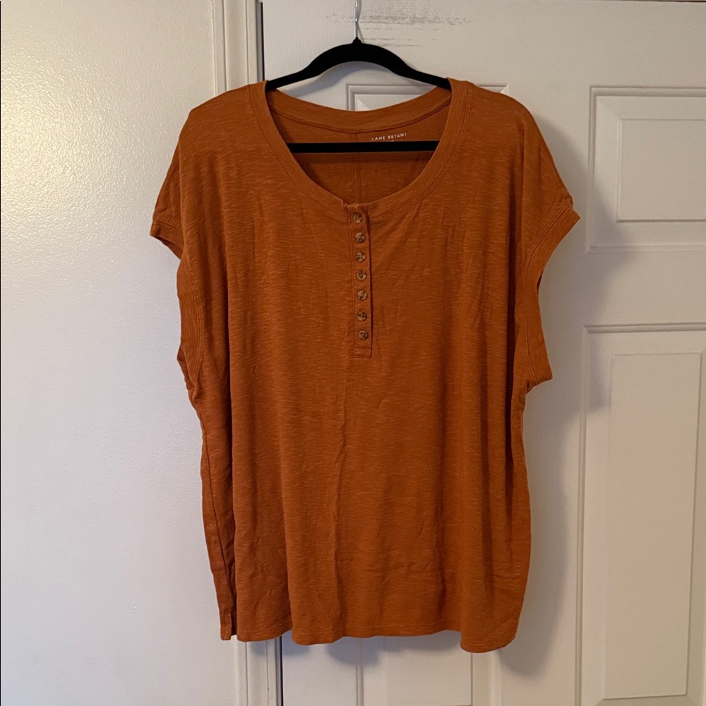 Rust Orange Button-Front Women's Top